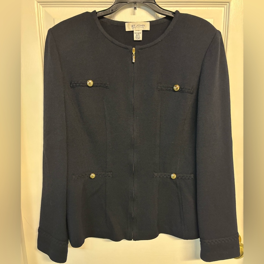 Saint John Collection Black Sweater Blazer with Gold details